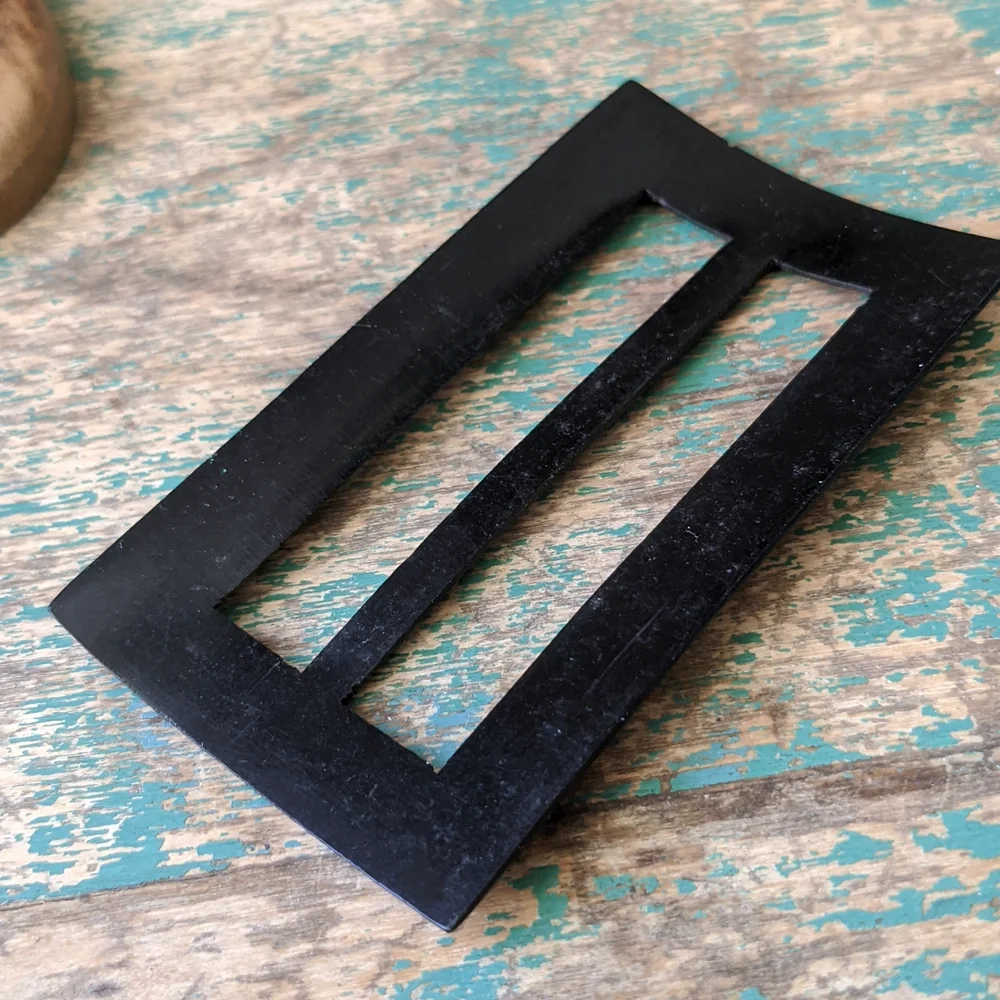 Bundle of 4 Vintage Buckles - Wood, Lucite, Faux Leather Tight Top, Cardboard